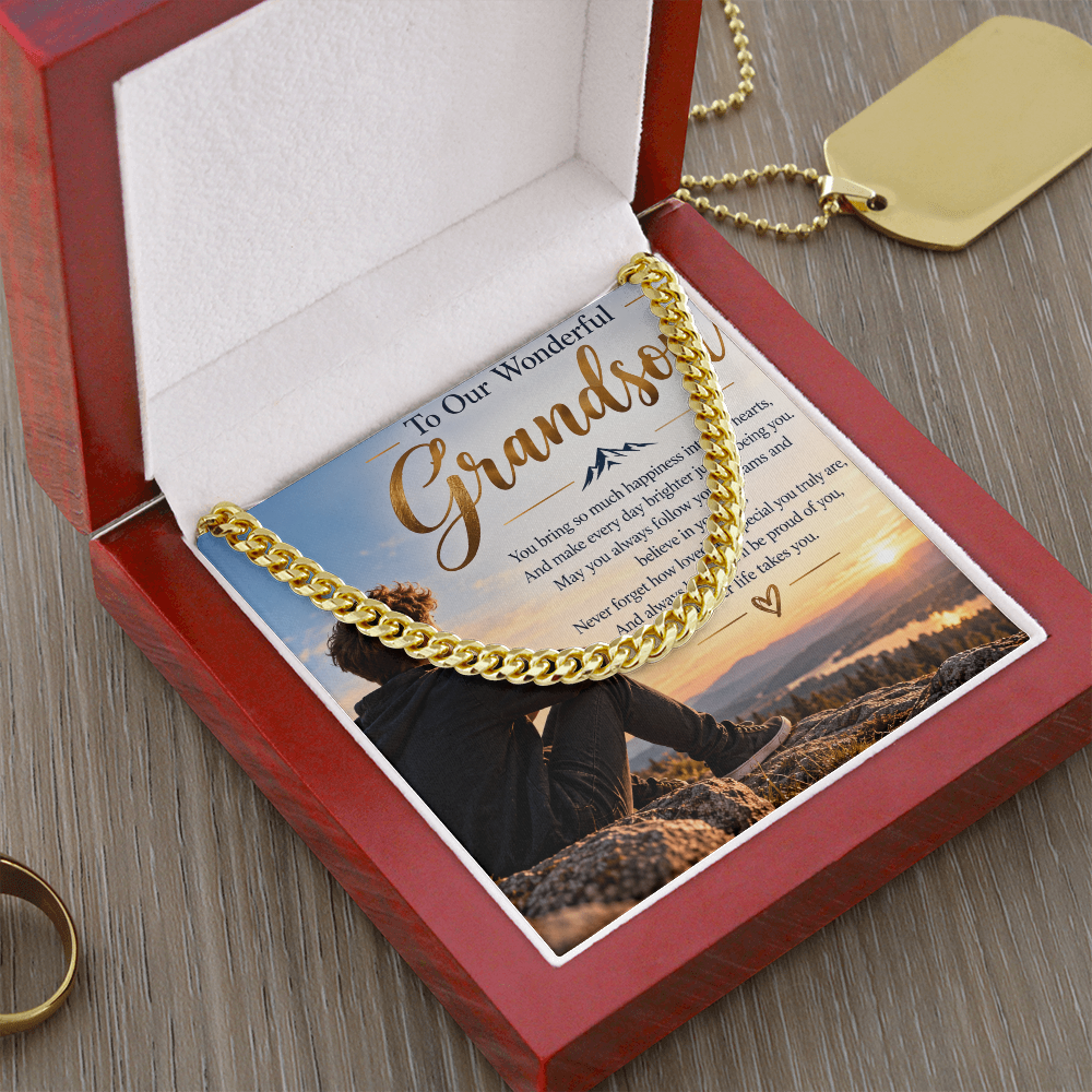 Grandson Gift Cuban Link Chain – Stylish Personalised Necklace for Him