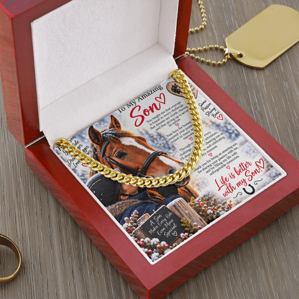 Horse Riding Son's Cuban Link Chain – Meaningful Equestrian Gift for Him
