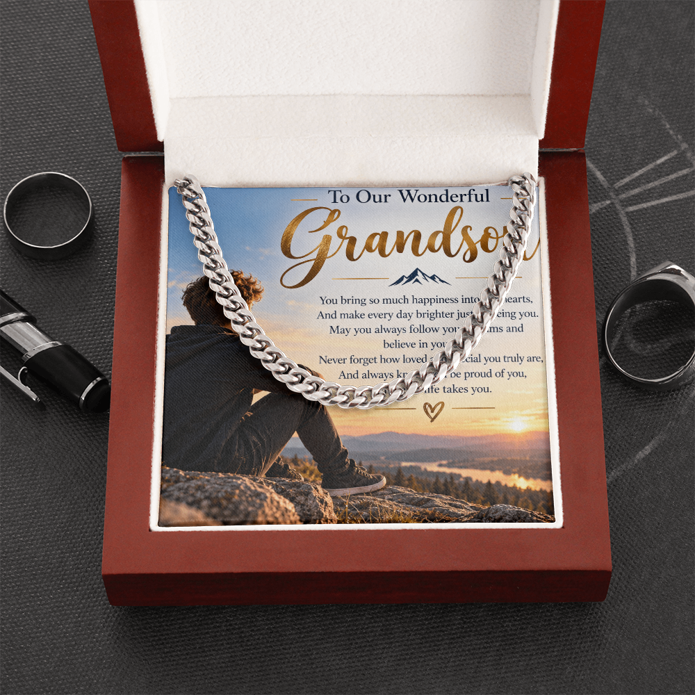 Grandson Gift Cuban Link Chain – Stylish Personalised Necklace for Him