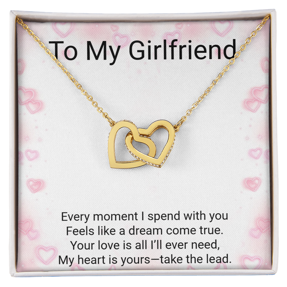 Girlfriend Gift Interlocking Hearts Necklace – Yellow & White Gold Options