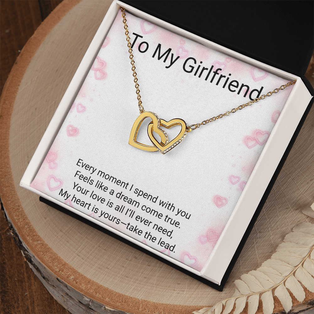 Girlfriend Gift Interlocking Hearts Necklace – Yellow & White Gold Options