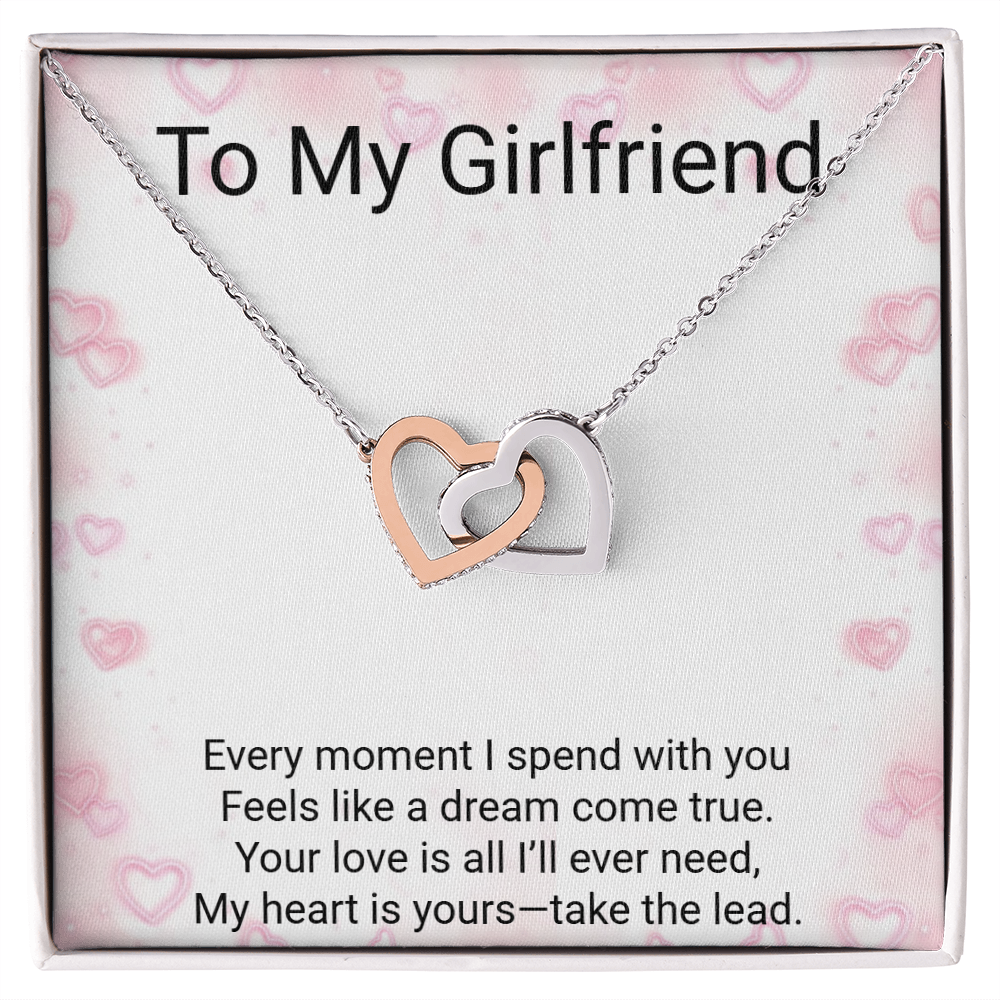 Girlfriend Gift Interlocking Hearts Necklace – Yellow & White Gold Options