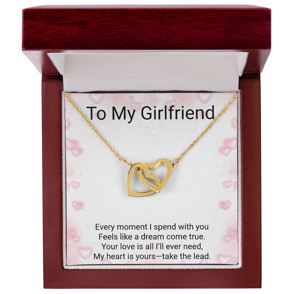 Girlfriend Gift Interlocking Hearts Necklace – Yellow & White Gold Options