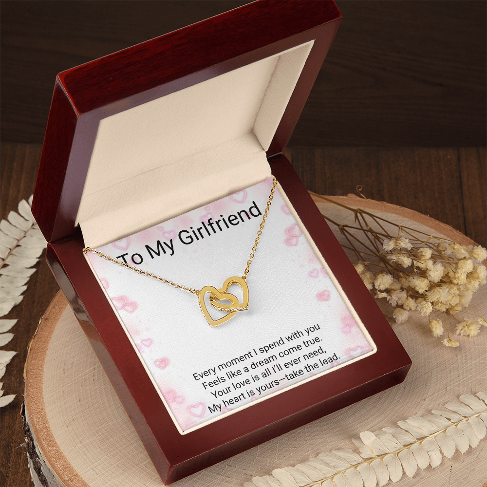 Girlfriend Gift Interlocking Hearts Necklace – Yellow & White Gold Options