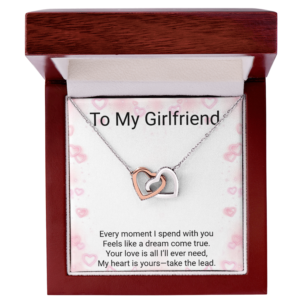 Girlfriend Gift Interlocking Hearts Necklace – Yellow & White Gold Options