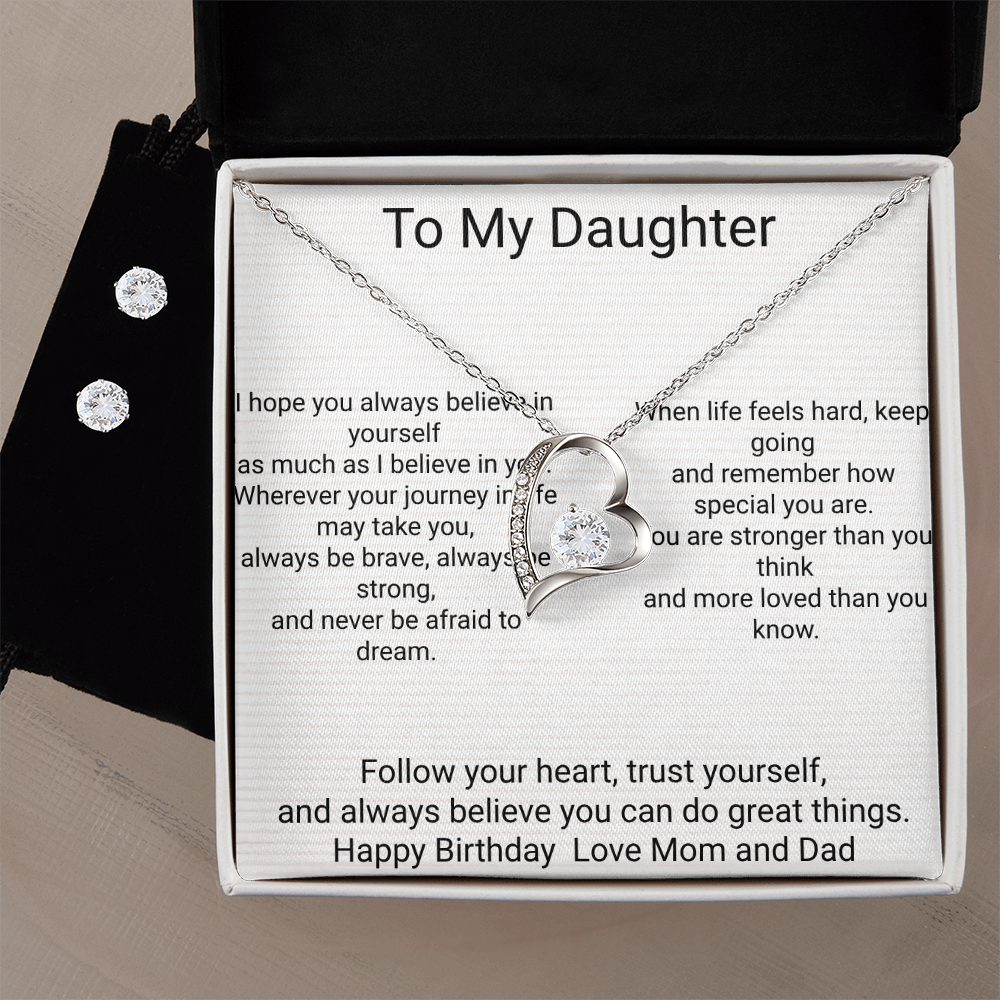 Daughter's Birthday Gift – Forever Love Necklace & Earring Set Meaningful Jewellery Gift