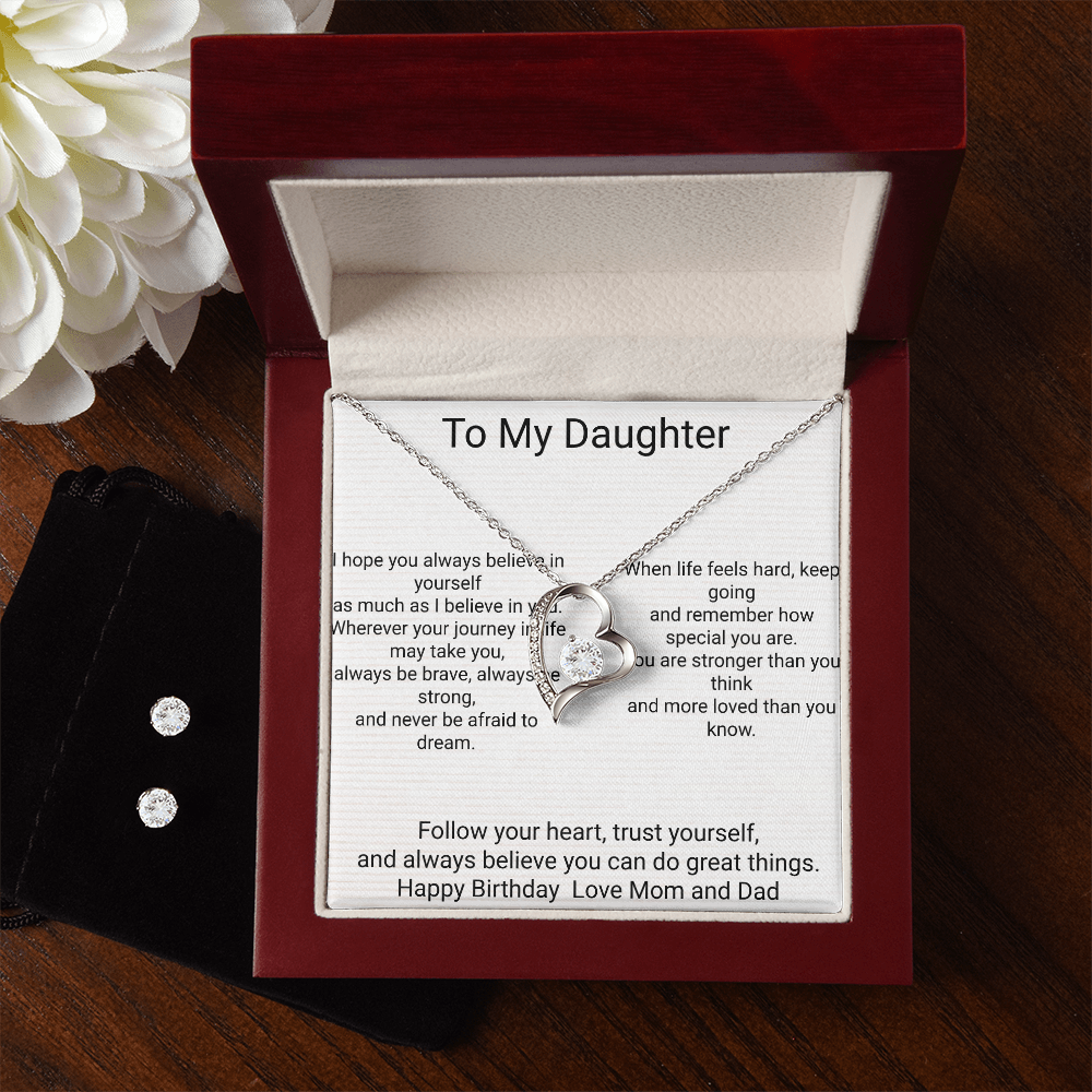 Daughter's Birthday Gift – Forever Love Necklace & Earring Set Meaningful Jewellery Gift