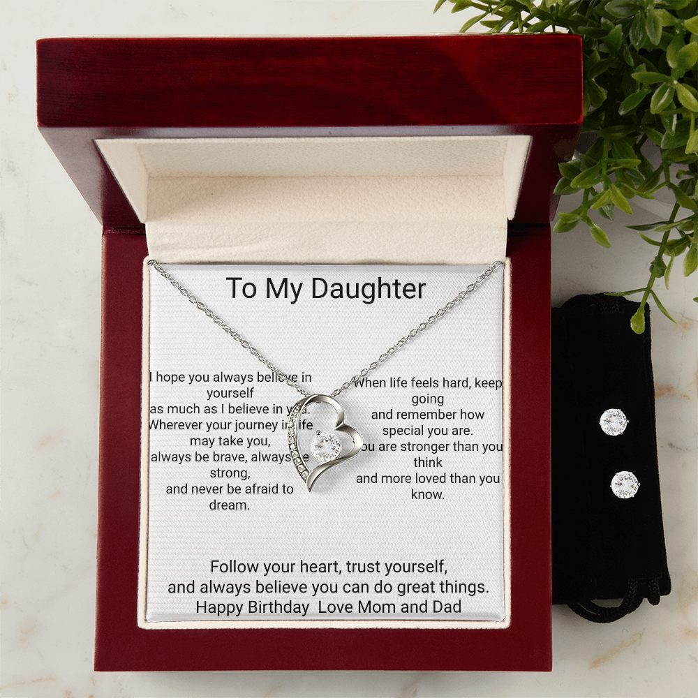 Daughter's Birthday Gift – Forever Love Necklace & Earring Set Meaningful Jewellery Gift