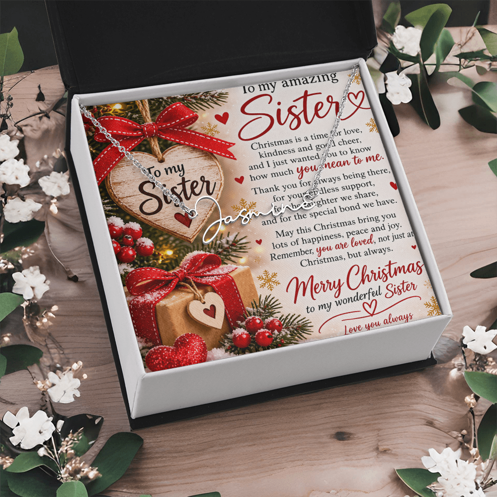 Signature Name Necklace for Sister – Personalised Jewellery Gift