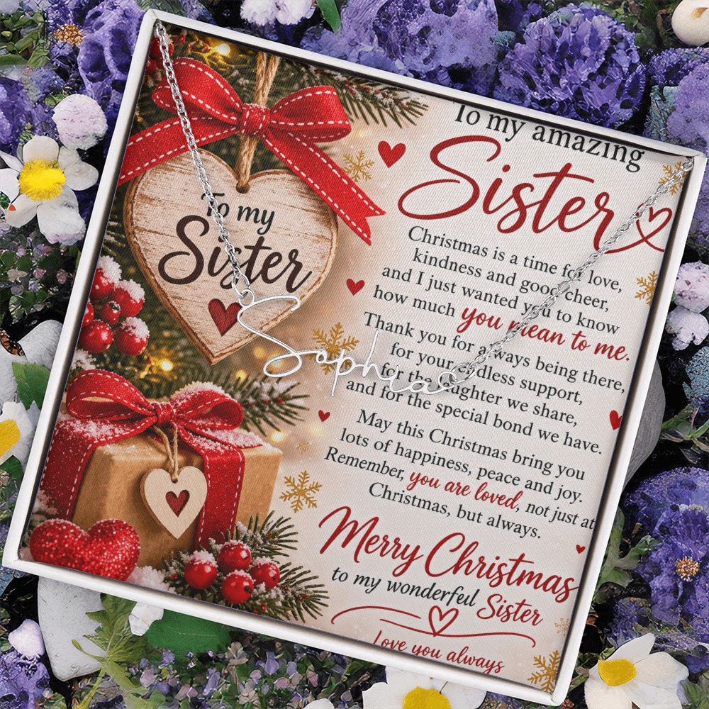Signature Name Necklace for Sister – Personalised Jewellery Gift