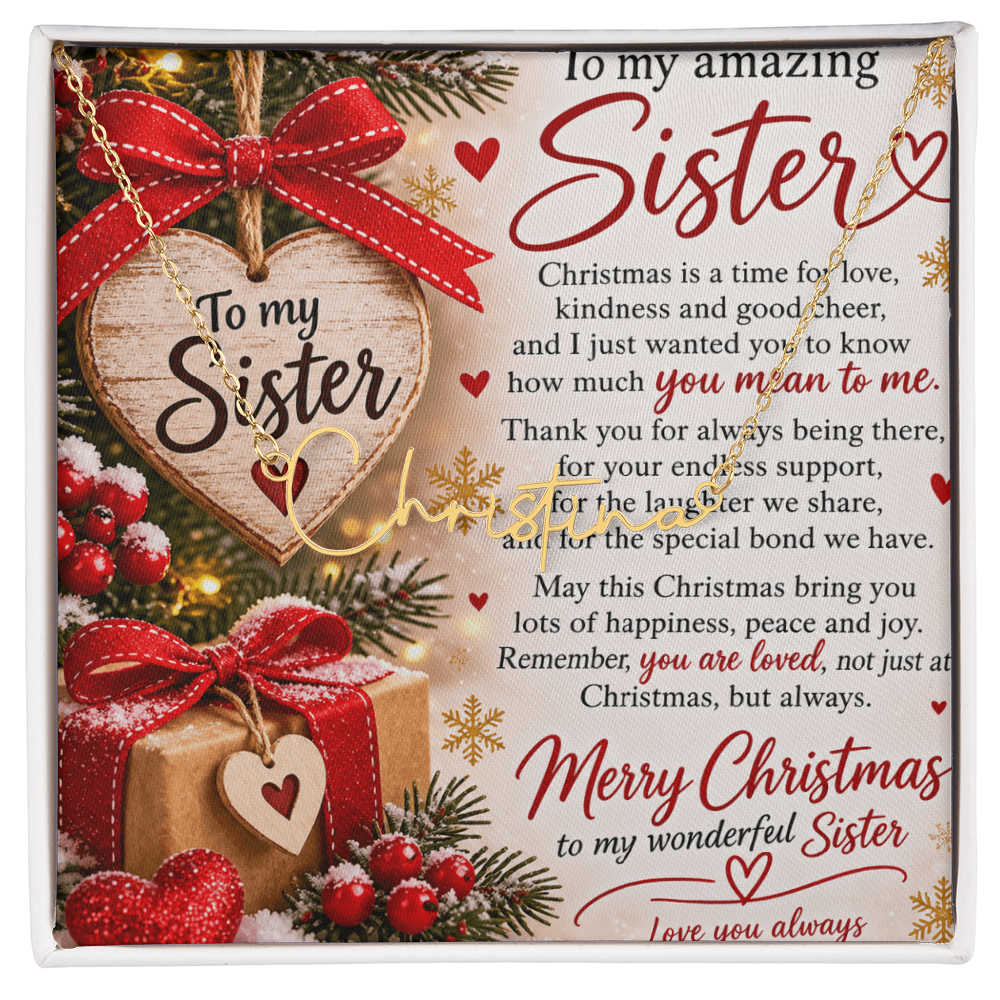 Signature Name Necklace for Sister – Personalised Jewellery Gift