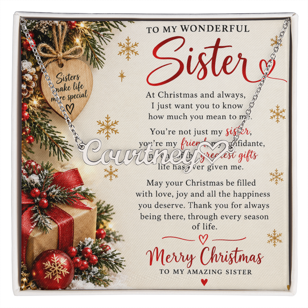 Heart Name Necklace for Sister – Personalised Jewellery Gift