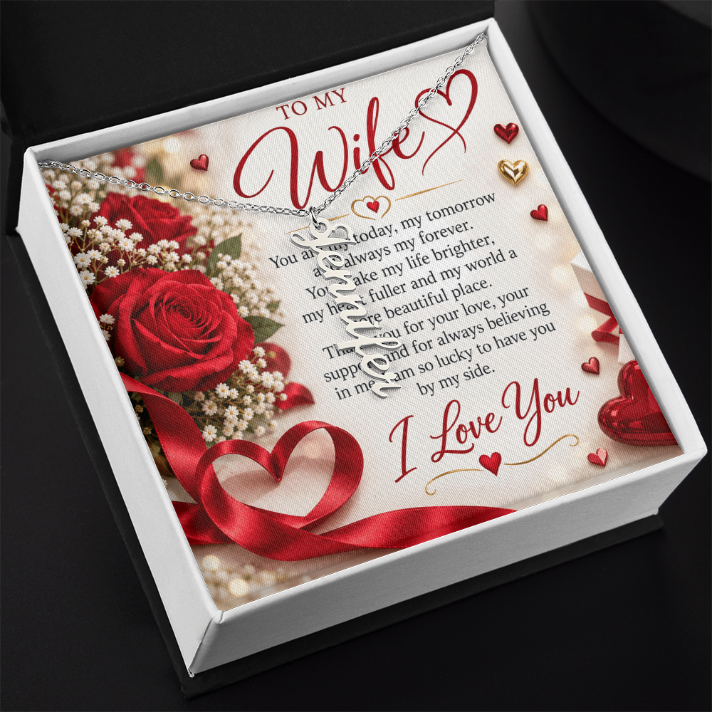 Wife Gift Vertical Name Necklace – Personalised Jewellery Gift for Her