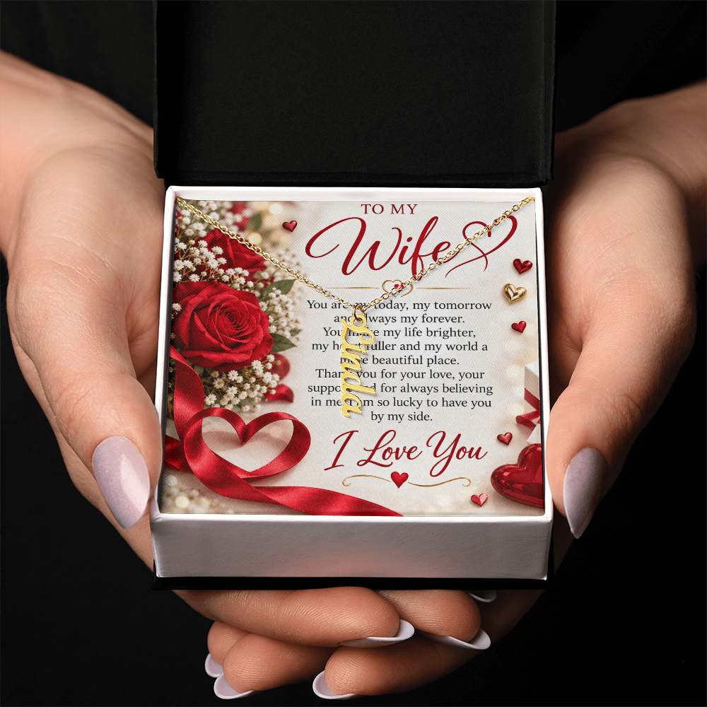 Wife Gift Vertical Name Necklace – Personalised Jewellery Gift for Her