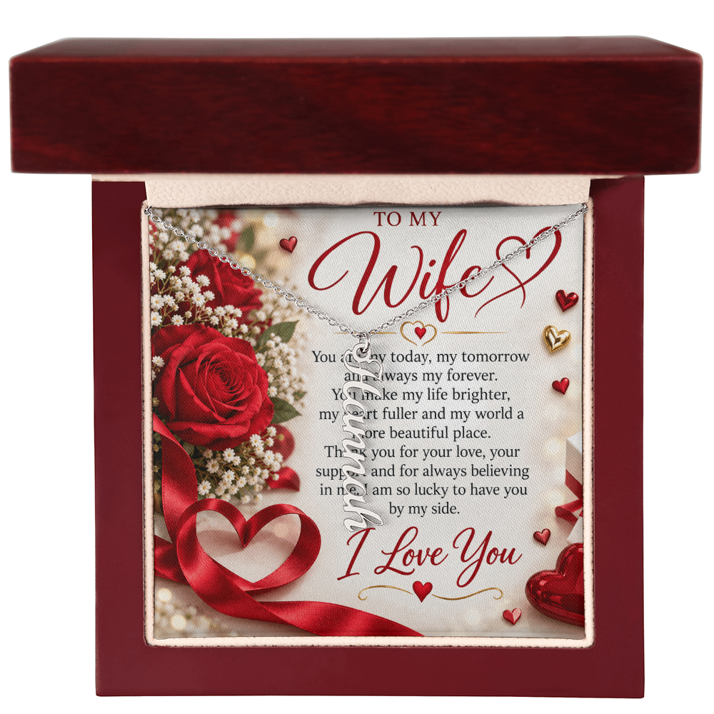 Wife Gift Vertical Name Necklace – Personalised Jewellery Gift for Her