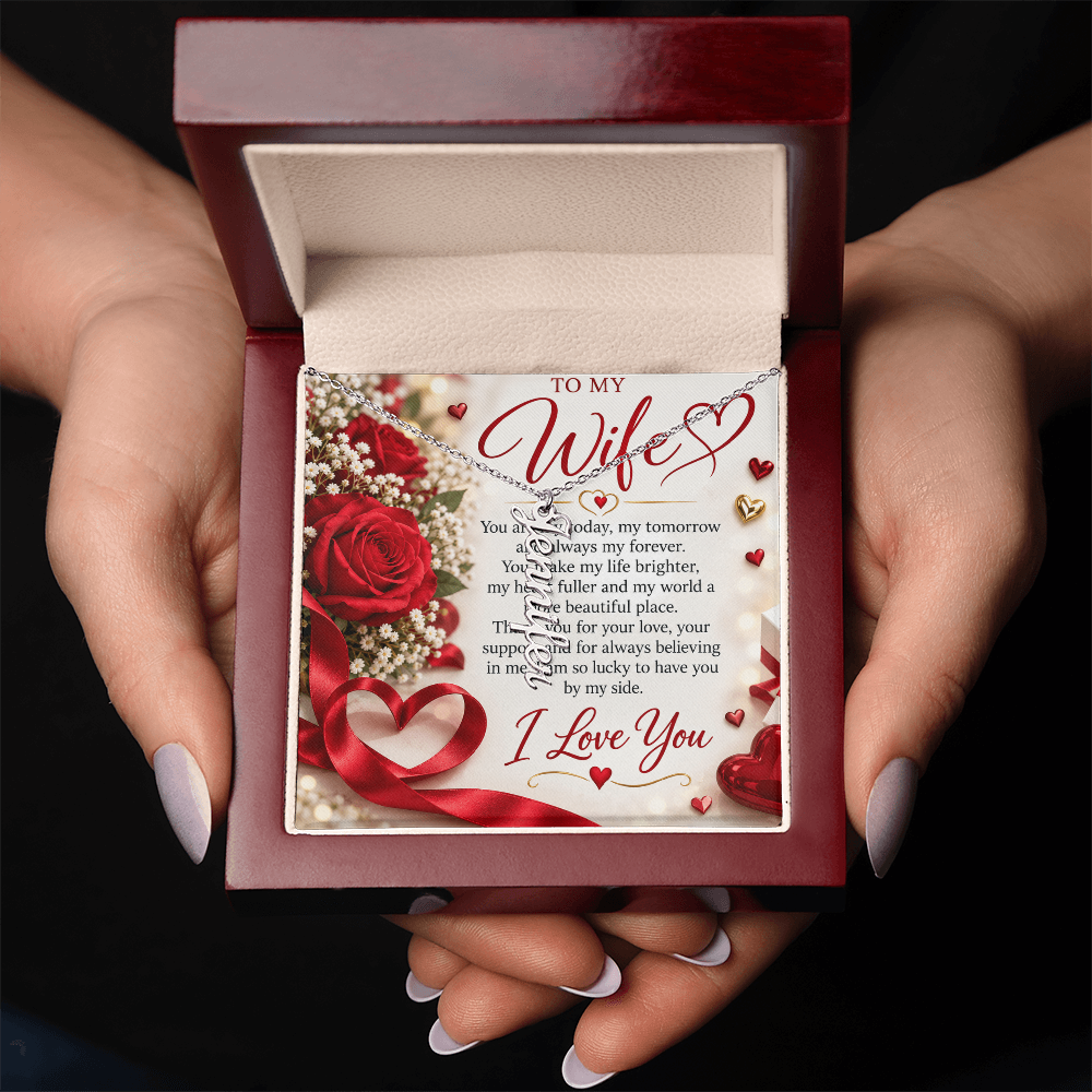Wife Gift Vertical Name Necklace – Personalised Jewellery Gift for Her