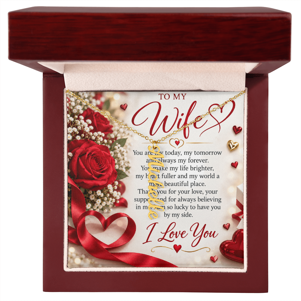 Wife Gift Vertical Name Necklace – Personalised Jewellery Gift for Her