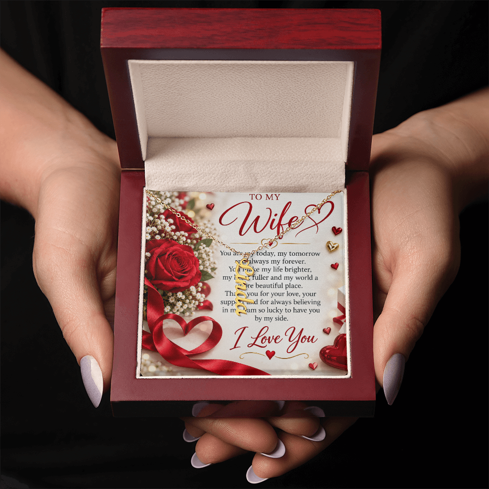 Wife Gift Vertical Name Necklace – Personalised Jewellery Gift for Her