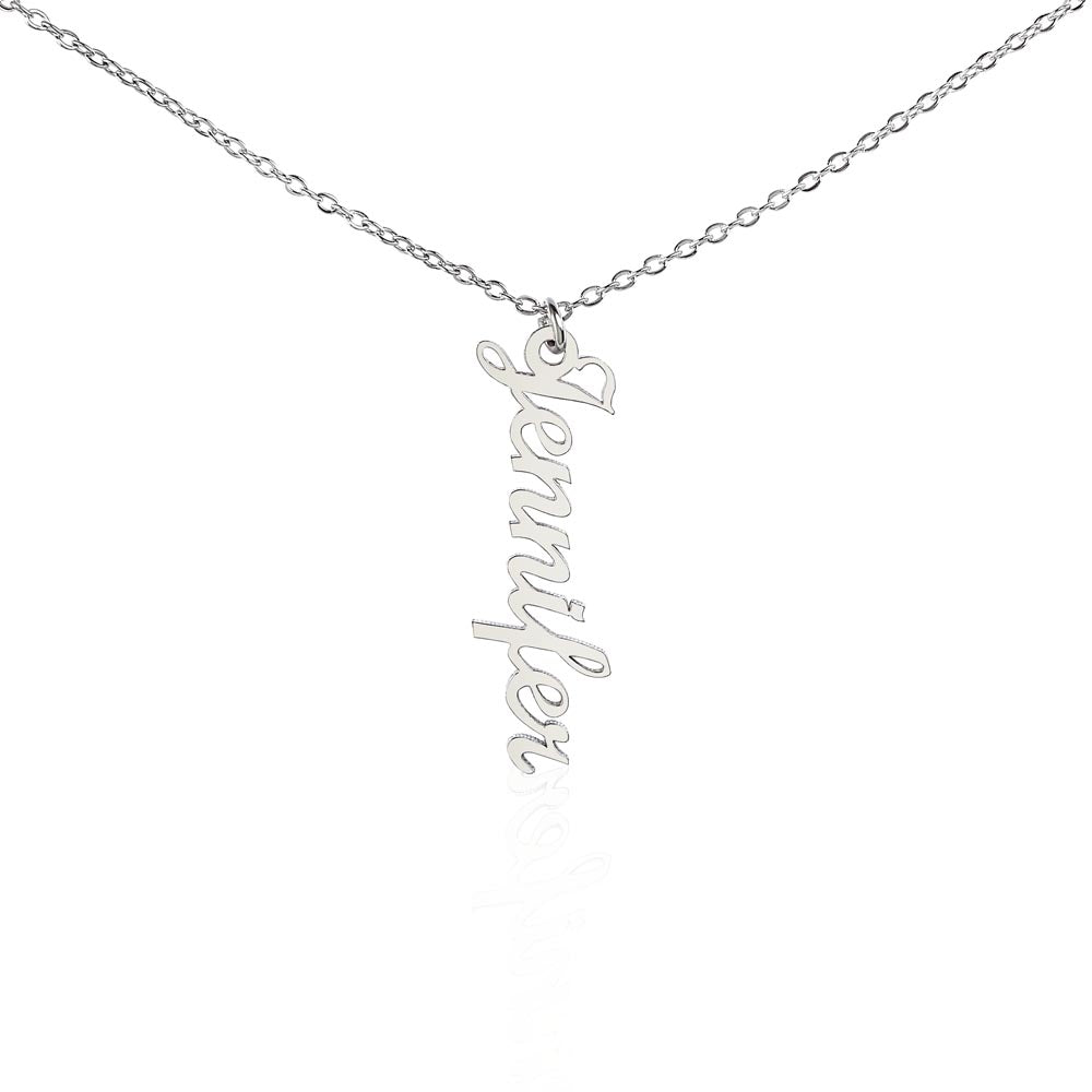 Engraved Vertical Name Necklace – Clean Design, No Message Card Included