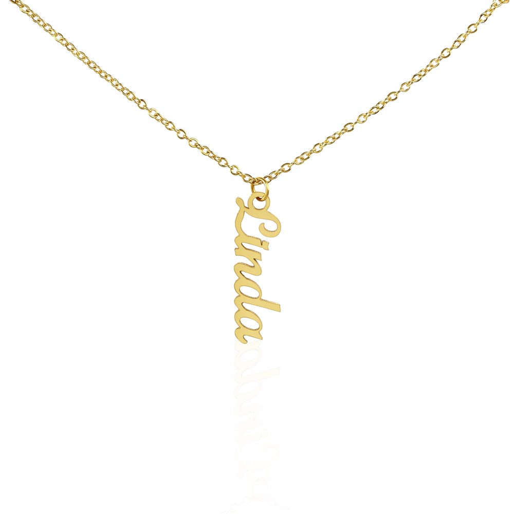 Engraved Vertical Name Necklace – Clean Design, No Message Card Included