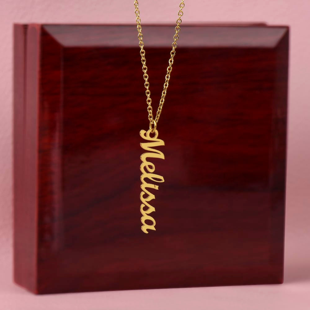Engraved Vertical Name Necklace – Clean Design, No Message Card Included
