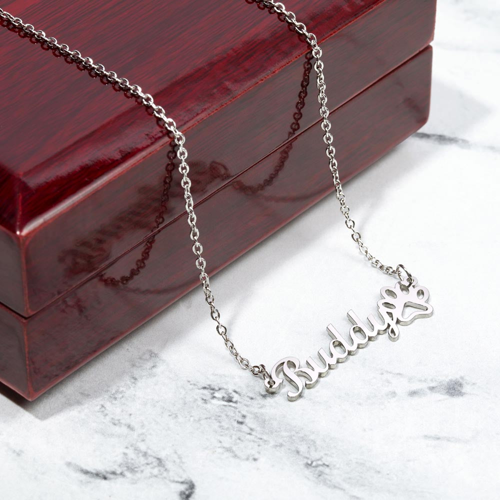 To My Wife Paw Print Name Necklace – A Heartfelt Apology Gift from the Heart
