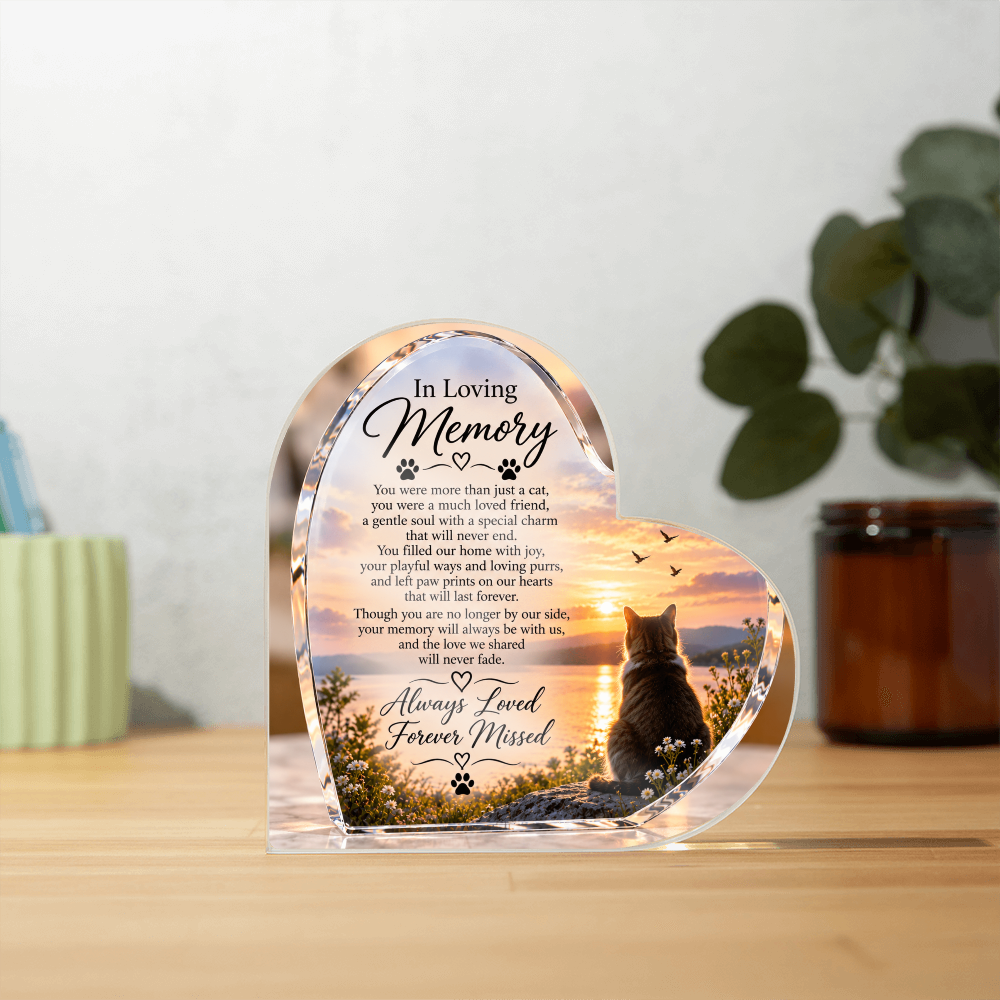 Cat Memorial Acrylic Plaque – Personalised In Loving Memory Pet Tribute