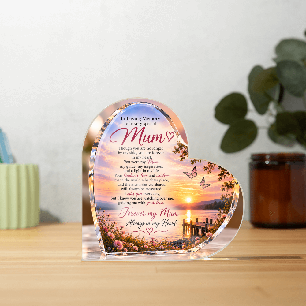 Mum Memorial Heart-Shaped Plaque – In Loving Memory Tribute