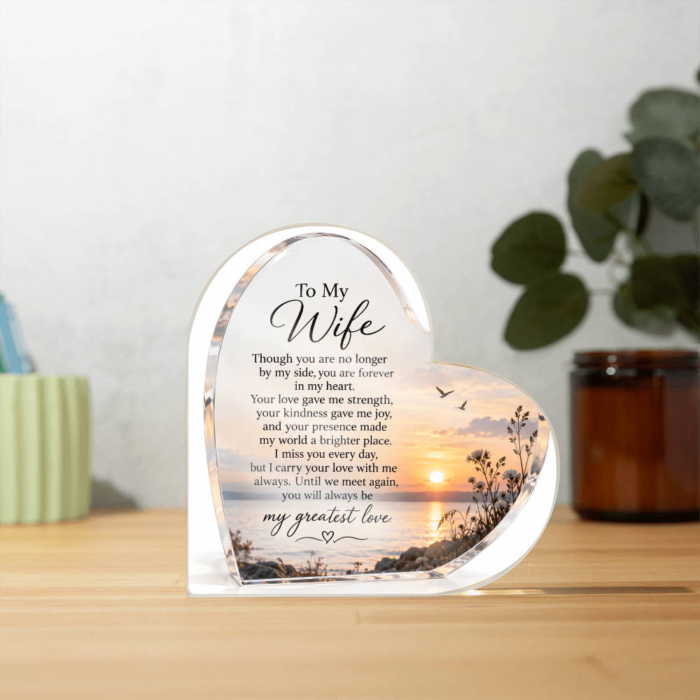 Memorial Heart-Shaped Plaque for Wife – Beautiful In Loving Memory Tribute
