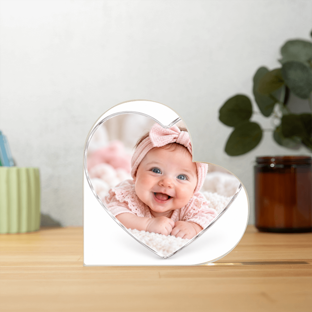 Personalised Acrylic Heart Block – Custom Photo Keepsake Gift