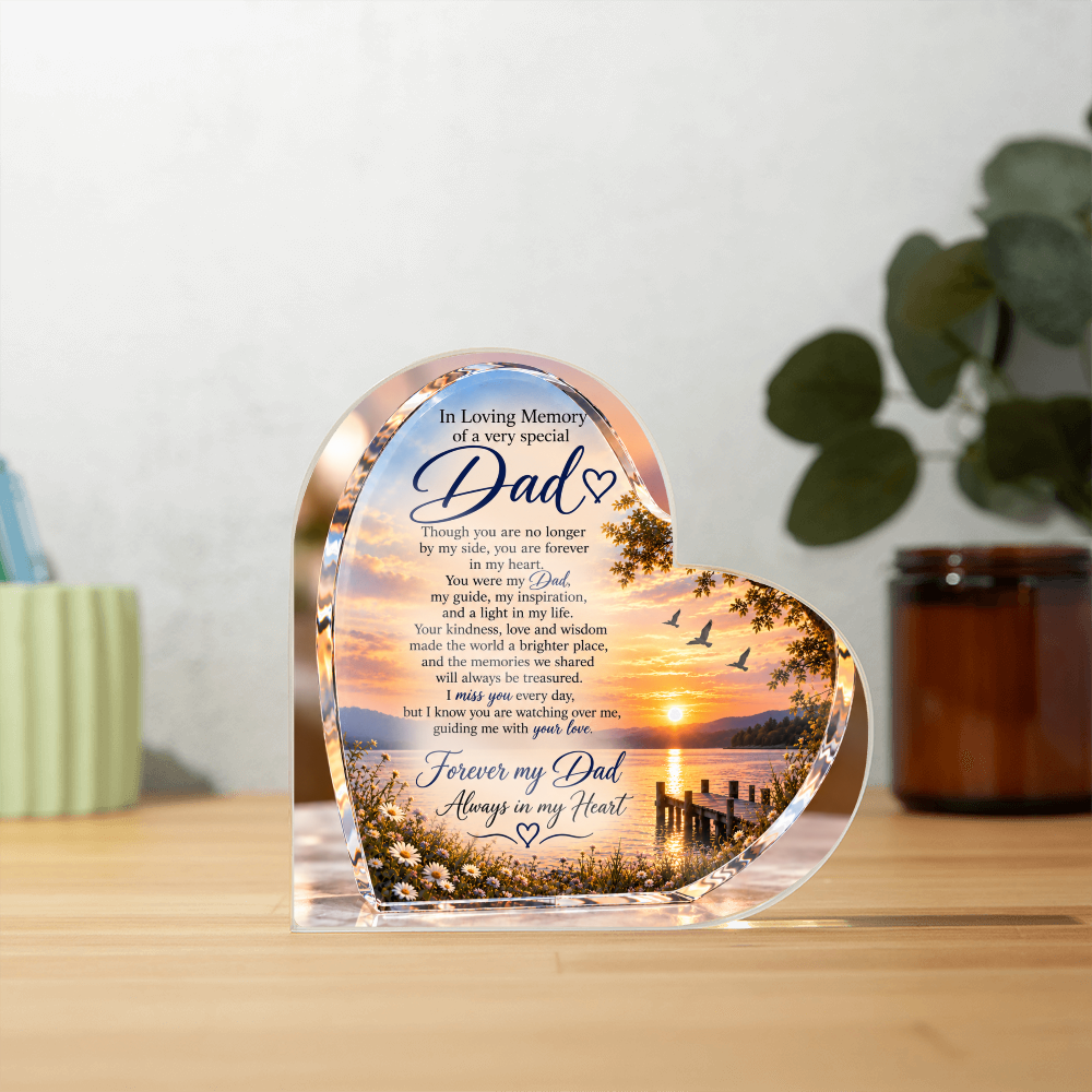 Dad Memorial Heart-Shaped Plaque – In Loving Memory Tribute