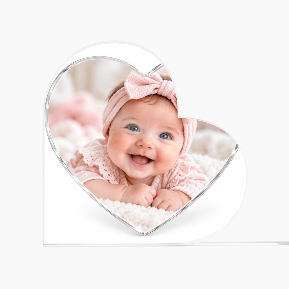 Personalised Acrylic Heart Block – Custom Photo Keepsake Gift