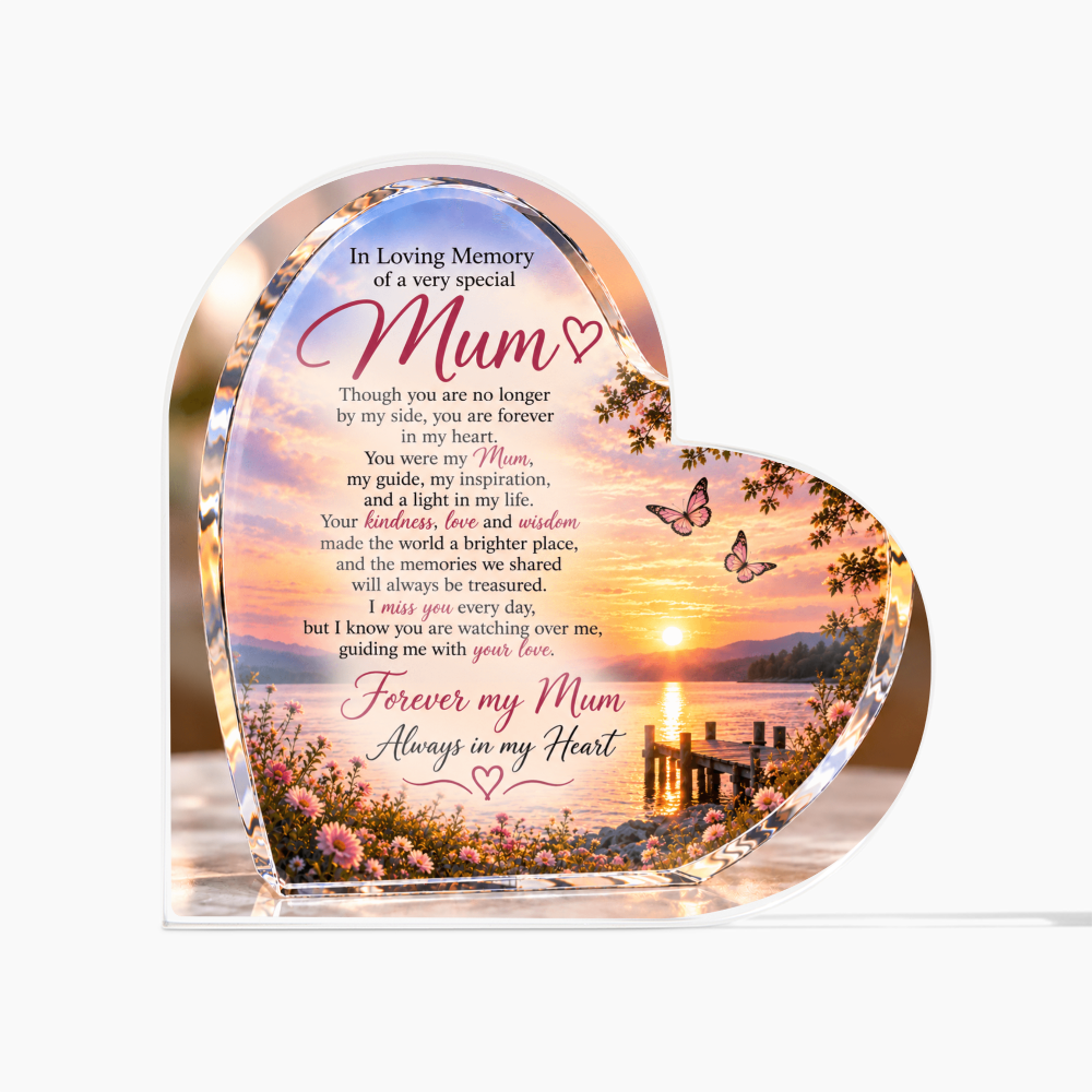 Mum Memorial Heart-Shaped Plaque – In Loving Memory Tribute