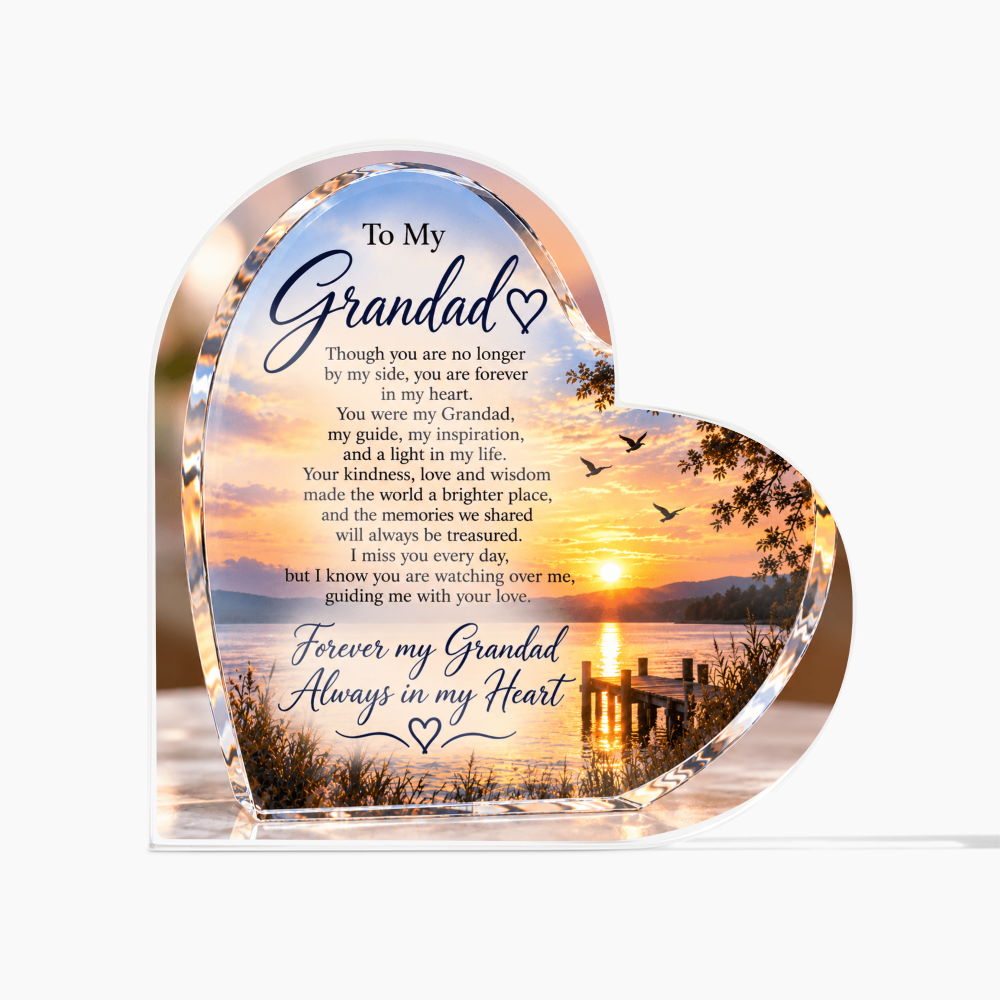 Grandad Memorial Heart-Shaped Plaque – In Loving Memory Tribute