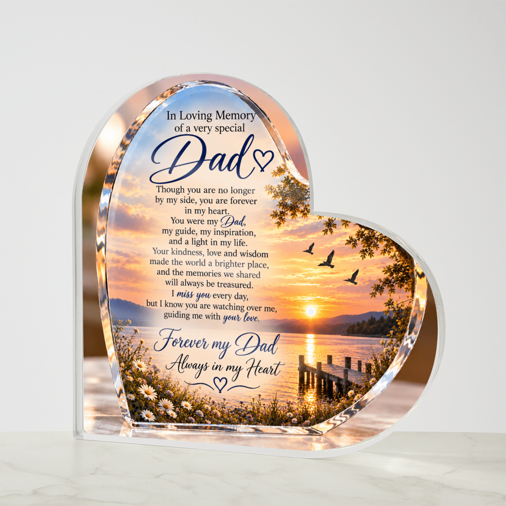 Dad Memorial Heart-Shaped Plaque – In Loving Memory Tribute