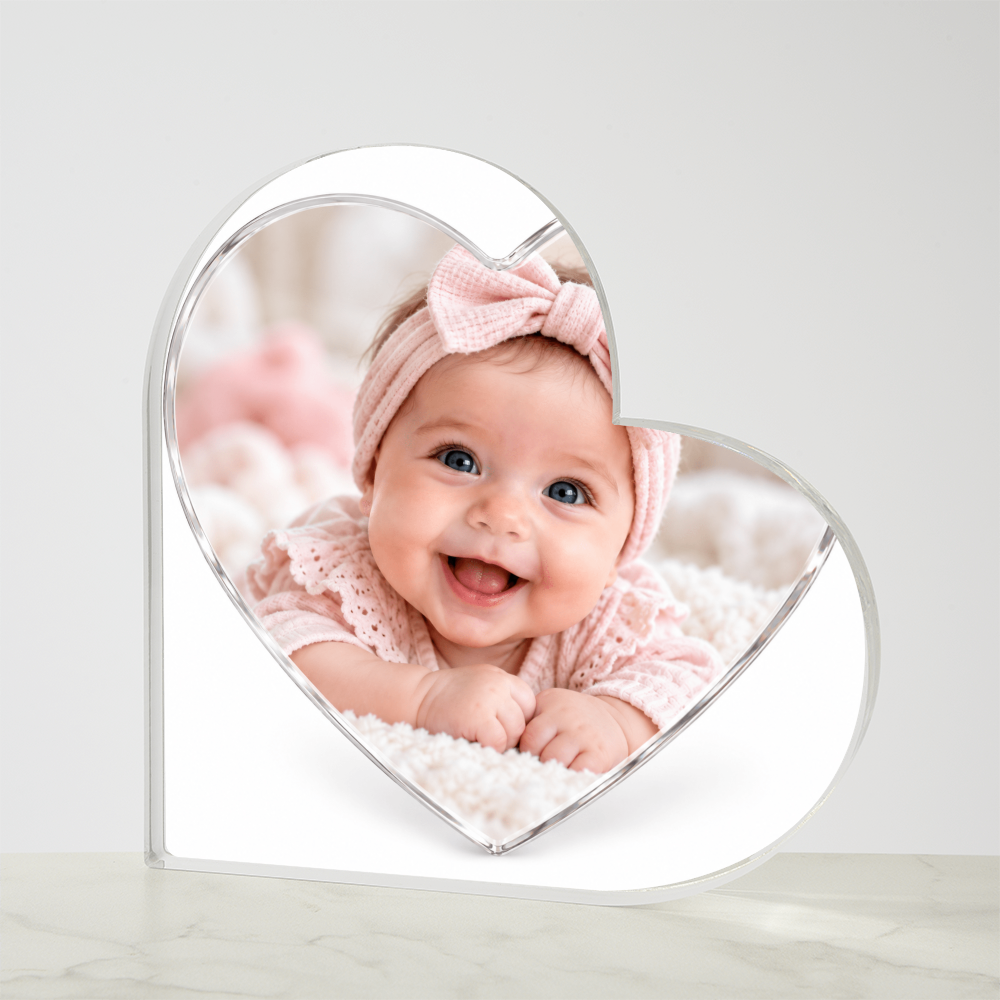 Personalised Heart-Shaped Acrylic Plaque – Custom Photo Gift