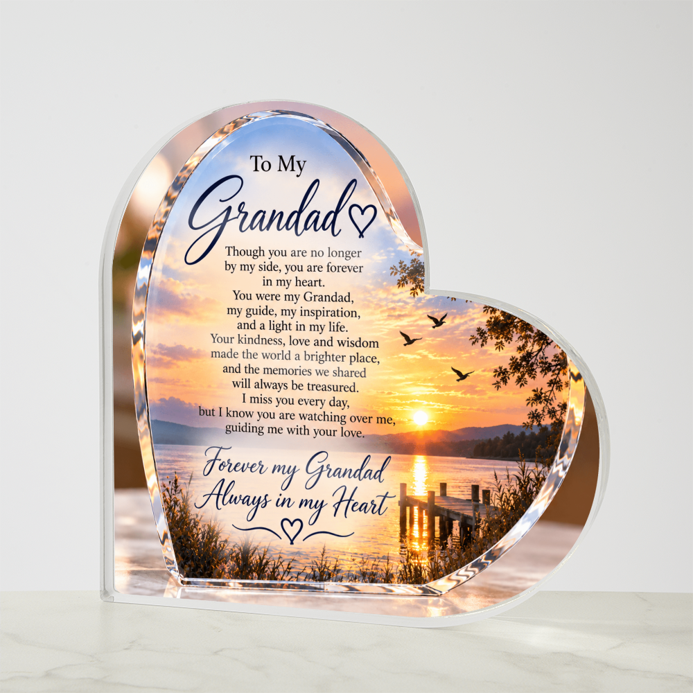 Grandad Memorial Heart-Shaped Plaque – In Loving Memory Tribute