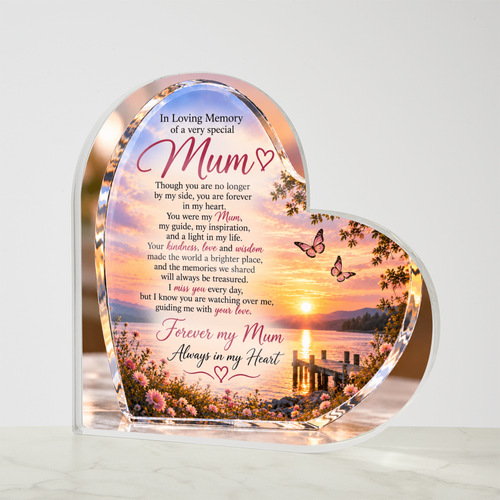 Mum Memorial Heart-Shaped Plaque – In Loving Memory Tribute