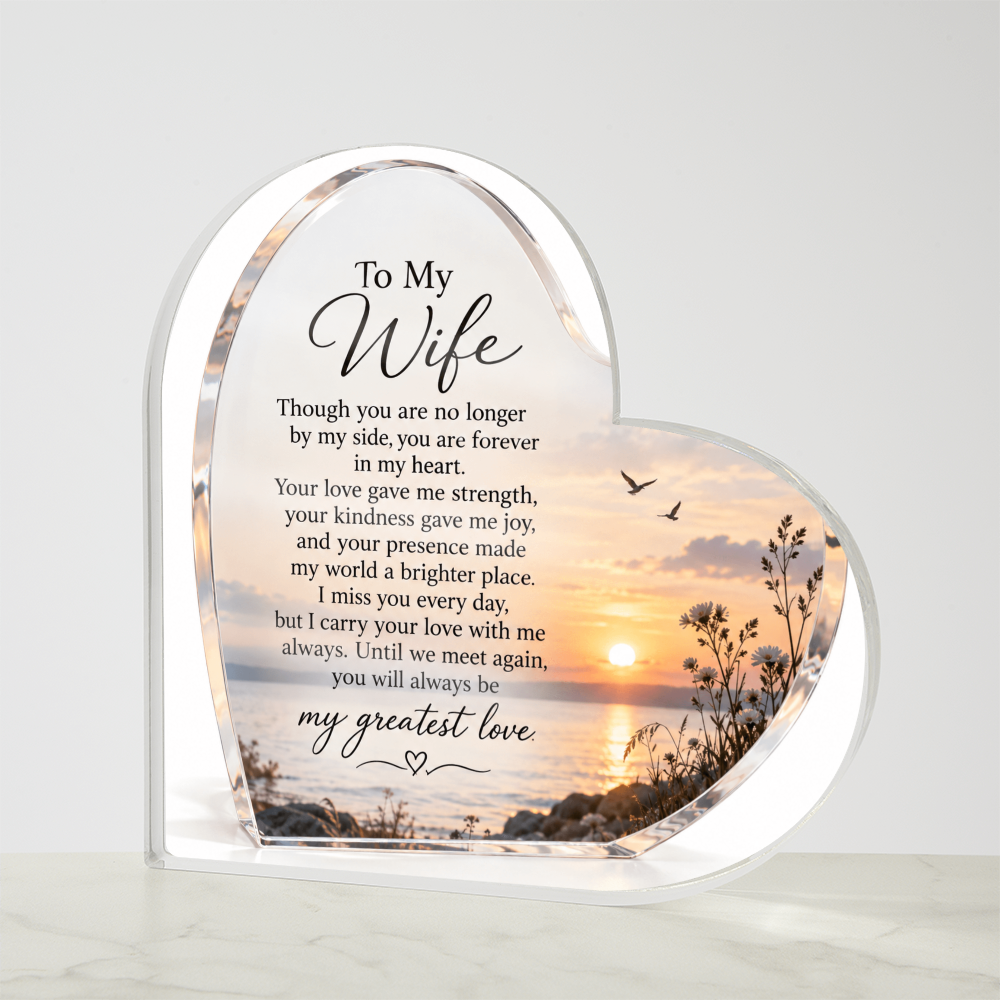 Memorial Heart-Shaped Plaque for Wife – Beautiful In Loving Memory Tribute