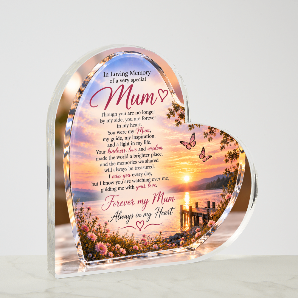 Mum Memorial Heart-Shaped Plaque – In Loving Memory Tribute