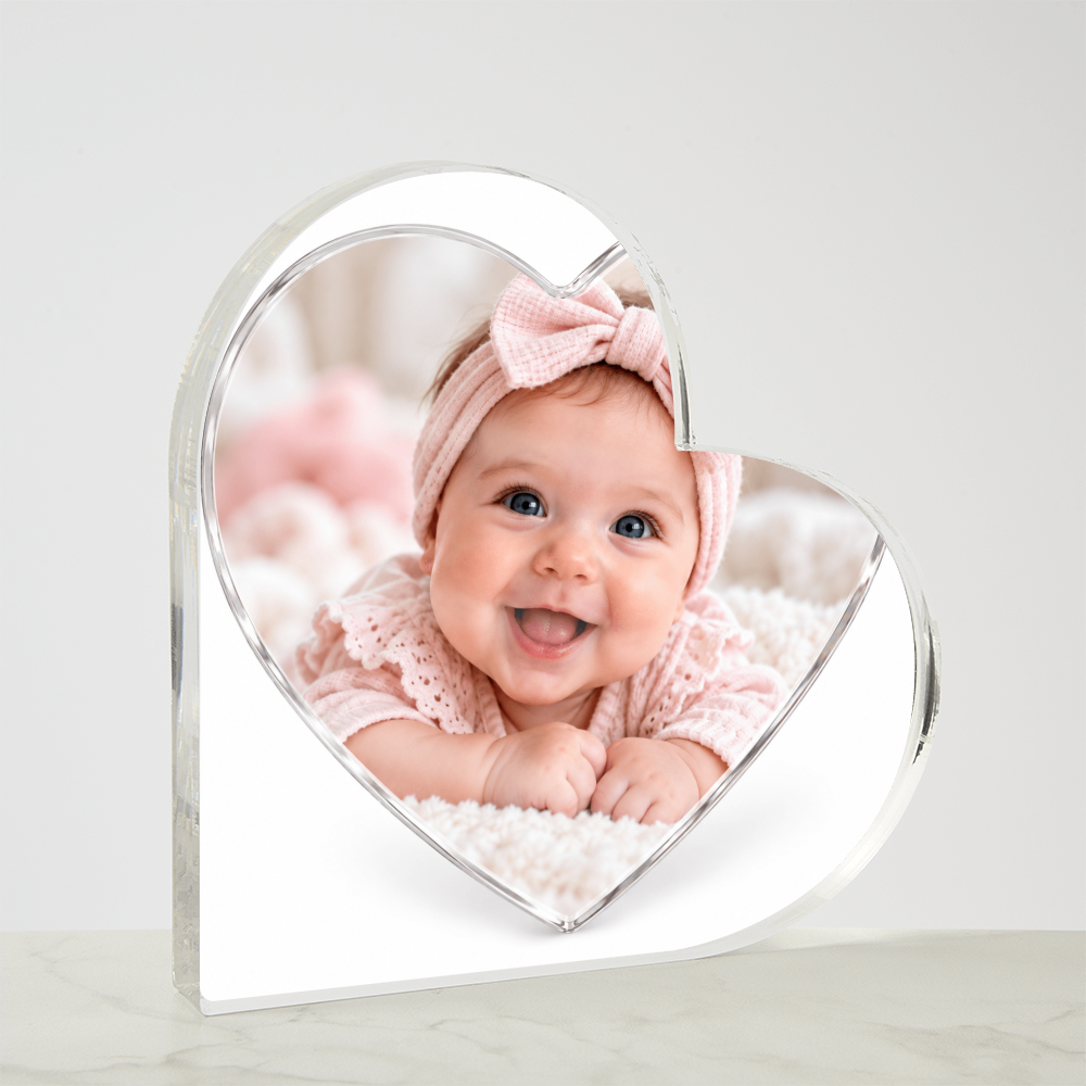 Personalised Acrylic Heart Block – Custom Photo Keepsake Gift