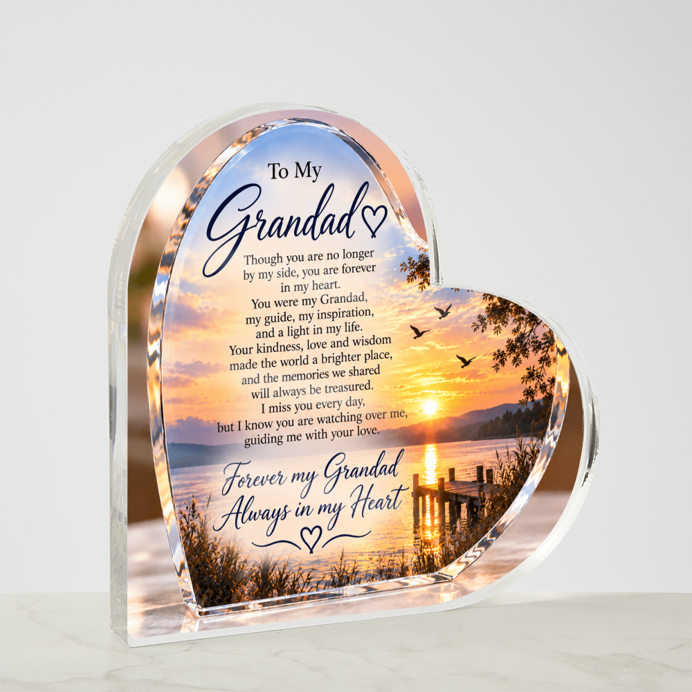Grandad Memorial Heart-Shaped Plaque – In Loving Memory Tribute