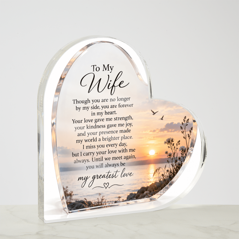 Memorial Heart-Shaped Plaque for Wife – Beautiful In Loving Memory Tribute