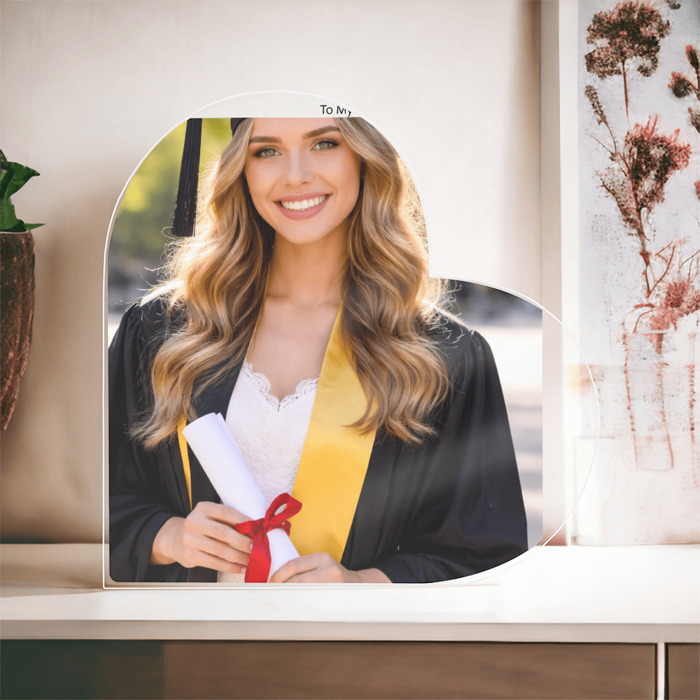 Photo Custom Acrylic Heart Block for Daughter's Sons Graduation – Unique Gift