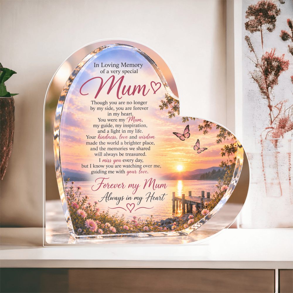 Mum Memorial Heart-Shaped Plaque – In Loving Memory Tribute