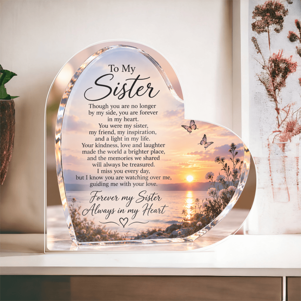 Sister Memorial Heart-Shaped Plaque – In Loving Memory Tribute