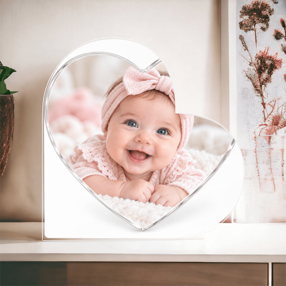 Personalised Acrylic Heart Block – Custom Photo Keepsake Gift