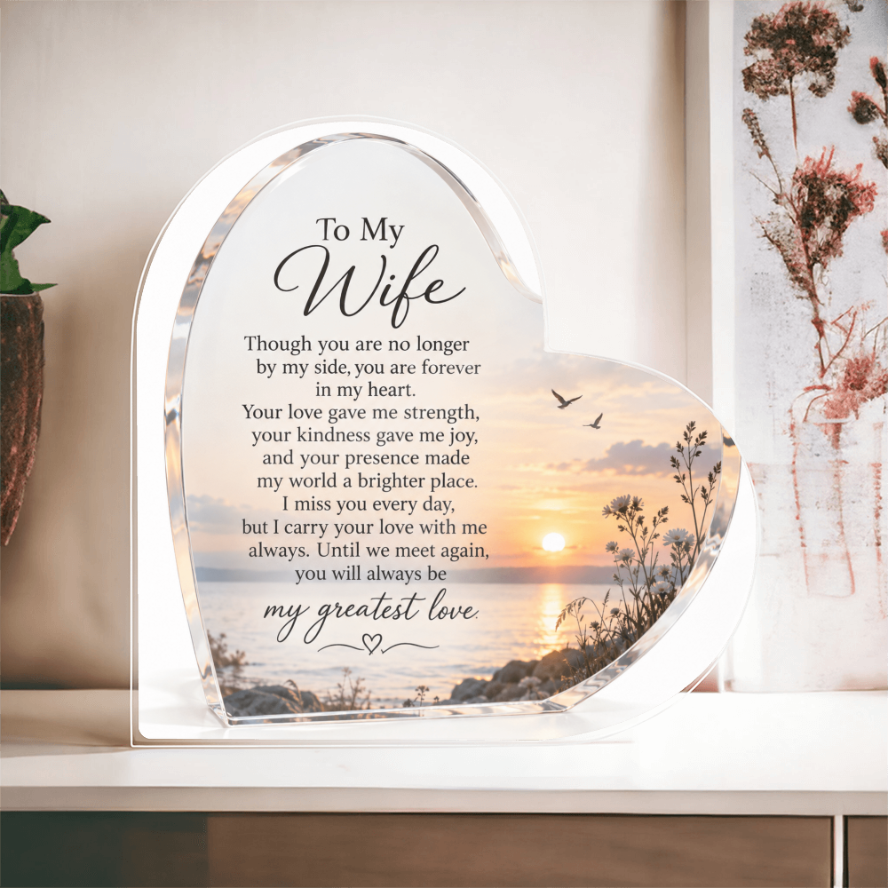 Memorial Heart-Shaped Plaque for Wife – Beautiful In Loving Memory Tribute