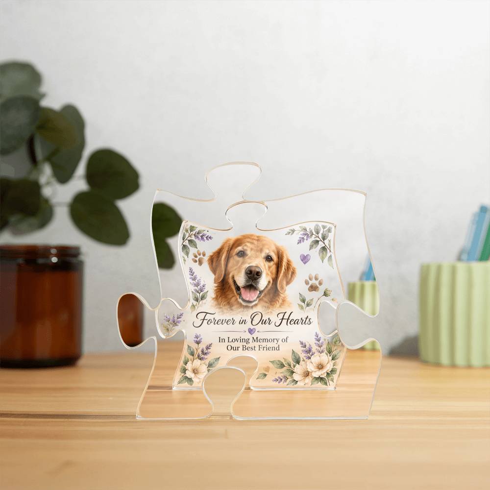 Dog Memorial Jigsaw Puzzle-Shaped Ornament – Personalised Pet Loss Keepsake