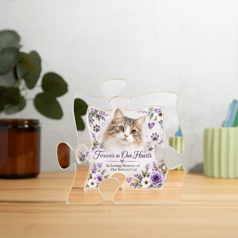 Cat Memorial Jigsaw Puzzle-Shaped Ornament – Personalised Pet Loss Keepsake